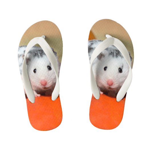 Cute Syrian Hamster White Black Spotted Funny Pet Kinder Teenslippers (Voetbed)