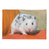 Cute Syrian Hamster White Black Spotted Funny Pet Kussensloop (Achterkant)