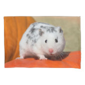 Cute Syrian Hamster White Black Spotted Funny Pet Kussensloop (Voorkant)