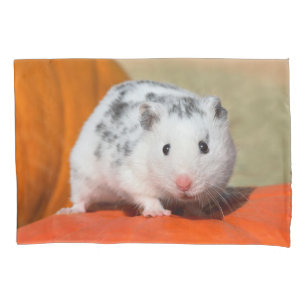 Cute Syrian Hamster White Black Spotted Funny Pet Kussensloop