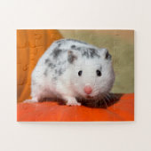 Cute Syrian Hamster White Black Spotted Funny Pet Legpuzzel (Horizontaal)