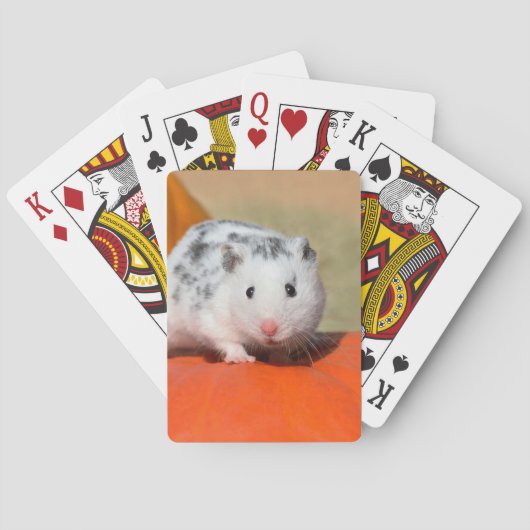 Cute Syrian Hamster White Black Spotted Funny Pet Pokerkaarten (Achterkant)