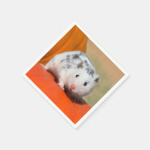 Cute Syrian Hamster White Black Spotted Funny Pet Servet (Hoek)