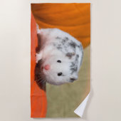 Cute Syrian Hamster White Black Spotted Funny Pet Strandlaken (Voorkant)
