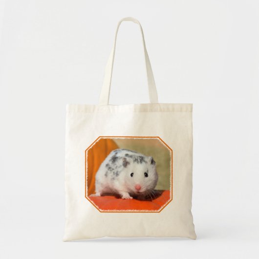 Cute Syrian Hamster White Black Spotted Funny Pet Tote Bag (Voorkant)
