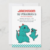 Cute T-rex Baby Dinosaur en mam Vorig jaar Kaart (Voorkant)