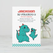Cute T-rex Baby Dinosaur en mam Vorig jaar Kaart (Staand voorkant)