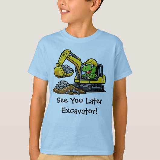 Cute T-Rex Bouw Graafmachine Operator T-Shirt (Voorkant)