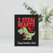 Cute T-Rex Dino-Valentijnsdag | I Steal Hearts Feestdagenkaart (Staand voorkant)