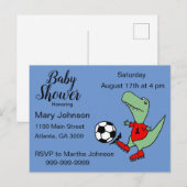 Cute T-rex Dinosaur-Baby shower voor het afspelen  Uitnodiging Briefkaart (Voorkant / Achterkant)