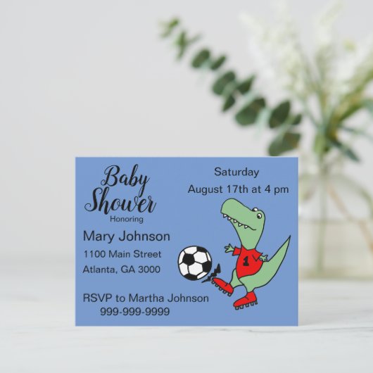 Cute T-rex Dinosaur-Baby shower voor het afspelen Uitnodiging Briefkaart (Staand voorkant)