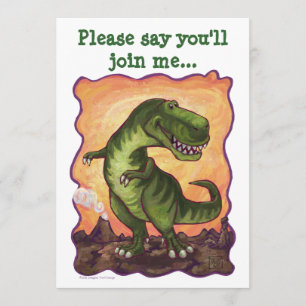 Cute T-Rex Dinosaur Birthday Party Invite Kaart