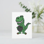 Cute T-rex Dinosaur Bowling Cartoon Briefkaart (Staand voorkant)