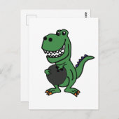 Cute T-rex Dinosaur Bowling Cartoon Briefkaart (Voorkant / Achterkant)