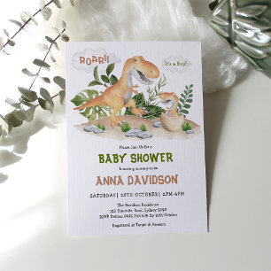 Cute T-Rex Dinosaur Boy Baby shower Kaart