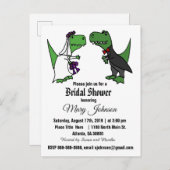 Cute T-rex Dinosaur Bride en Groom Vrijgezellenfee Uitnodiging Briefkaart (Voorkant / Achterkant)