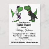 Cute T-rex Dinosaur Bride en Groom Vrijgezellenfee Uitnodiging Briefkaart (Voorkant)