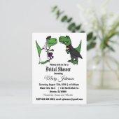Cute T-rex Dinosaur Bride en Groom Vrijgezellenfee Uitnodiging Briefkaart (Staand voorkant)