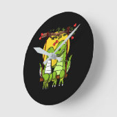 Cute T-Rex Dinosaur Couple Ronde Klok (Hoek)