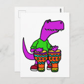 Cute T-rex Dinosaur die Bongo Drums speelt Briefkaart (Voorkant / Achterkant)