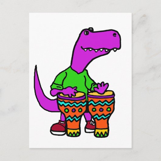 Cute T-rex Dinosaur die Bongo Drums speelt Briefkaart (Voorkant)