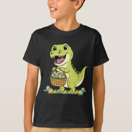 Cute T-Rex Dinosaur Easter Egg Basket Kids T-Shirt