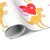 Cute T-Rex Dinosaur houdt van je! Cadeaupapier (Rol Hoek)