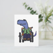 Cute T-rex Dinosaur in rolstoelCartoon Briefkaart (Staand voorkant)