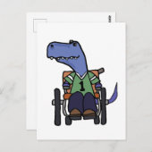 Cute T-rex Dinosaur in rolstoelCartoon Briefkaart (Voorkant / Achterkant)