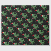 Cute T-rex Dinosaur in Santa Hat-kerstkunst Cadeaupapier (Vlak)