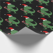 Cute T-rex Dinosaur in Santa Hat-kerstkunst Cadeaupapier (Hoek)
