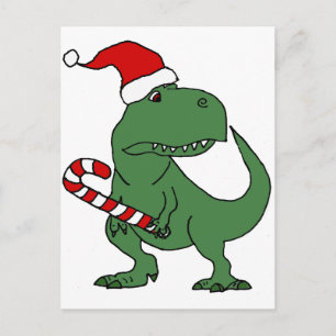 Cute T-rex Dinosaur in Santa Hat-kerstkunst Feestdagenkaart