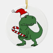 Cute T-rex Dinosaur in Santa Hat-kerstkunst Keramisch Ornament (Voorkant)