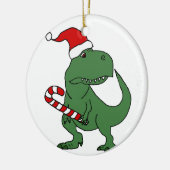 Cute T-rex Dinosaur in Santa Hat-kerstkunst Keramisch Ornament (Links)