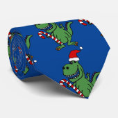 Cute T-rex Dinosaur in Santa Hat met snoepriet Stropdas (Opgerold)