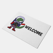 Cute T-rex Dinosaur in Spacesuit-Cartoon Deurmat (Schuin)