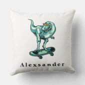 Cute T Rex Dinosaur met monogram naam Kussen (Achterkant)