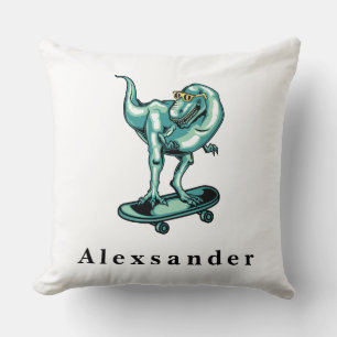 Cute T Rex Dinosaur met monogram naam Kussen