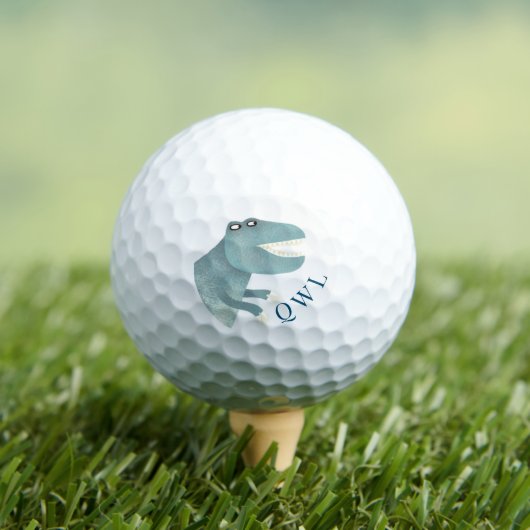 Cute T-Rex Dinosaur Monogram Golfballen (Insitu Shirt)