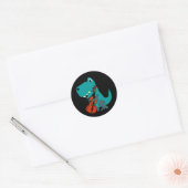 Cute T-rex Dinosaur Playing Cello Music Ronde Sticker (Envelop)