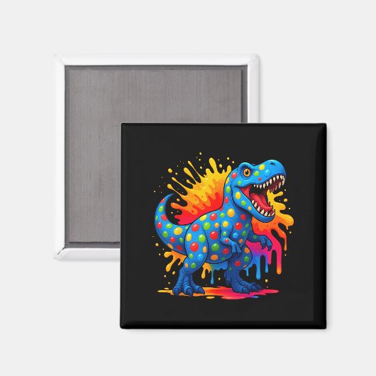 Cute T Rex Dinosaur Polka Dot Art Student Dot Day  Magneet (Voorkant / Achterkant)