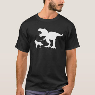Cute T Rex Dinosaur Walking Border Collie Dog Walk T-shirt