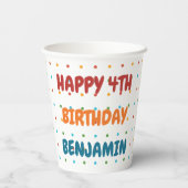 Cute T-rex en ballonnen kleurrijke Happy Birthday Papieren Bekers (Achterkant)