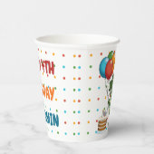 Cute T-rex en ballonnen kleurrijke Happy Birthday Papieren Bekers (Rechts)