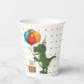 Cute T-rex en ballonnen kleurrijke Happy Birthday Papieren Bekers (Voorkant)