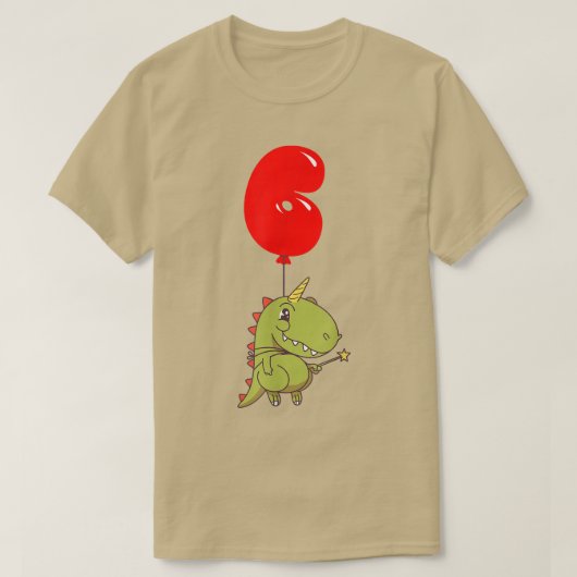 Cute T-Rex Fairy - 6th Birthday - Kinder ballonvaa T-shirt (Design voorkant)