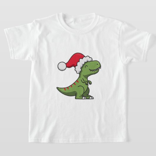 Cute T-Rex in Santa Hat – Christmas Dino T-shirt (Laagn)