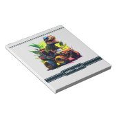 Cute T-Rex Riding Monster Truck Dinosaur Name Notitieblok (Schuin)