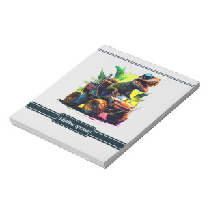 Cute T-Rex Riding Monster Truck Dinosaur Name Notitieblok