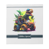 Cute T-Rex Riding Monster Truck Dinosaur Name Notitieblok (Voorkant)